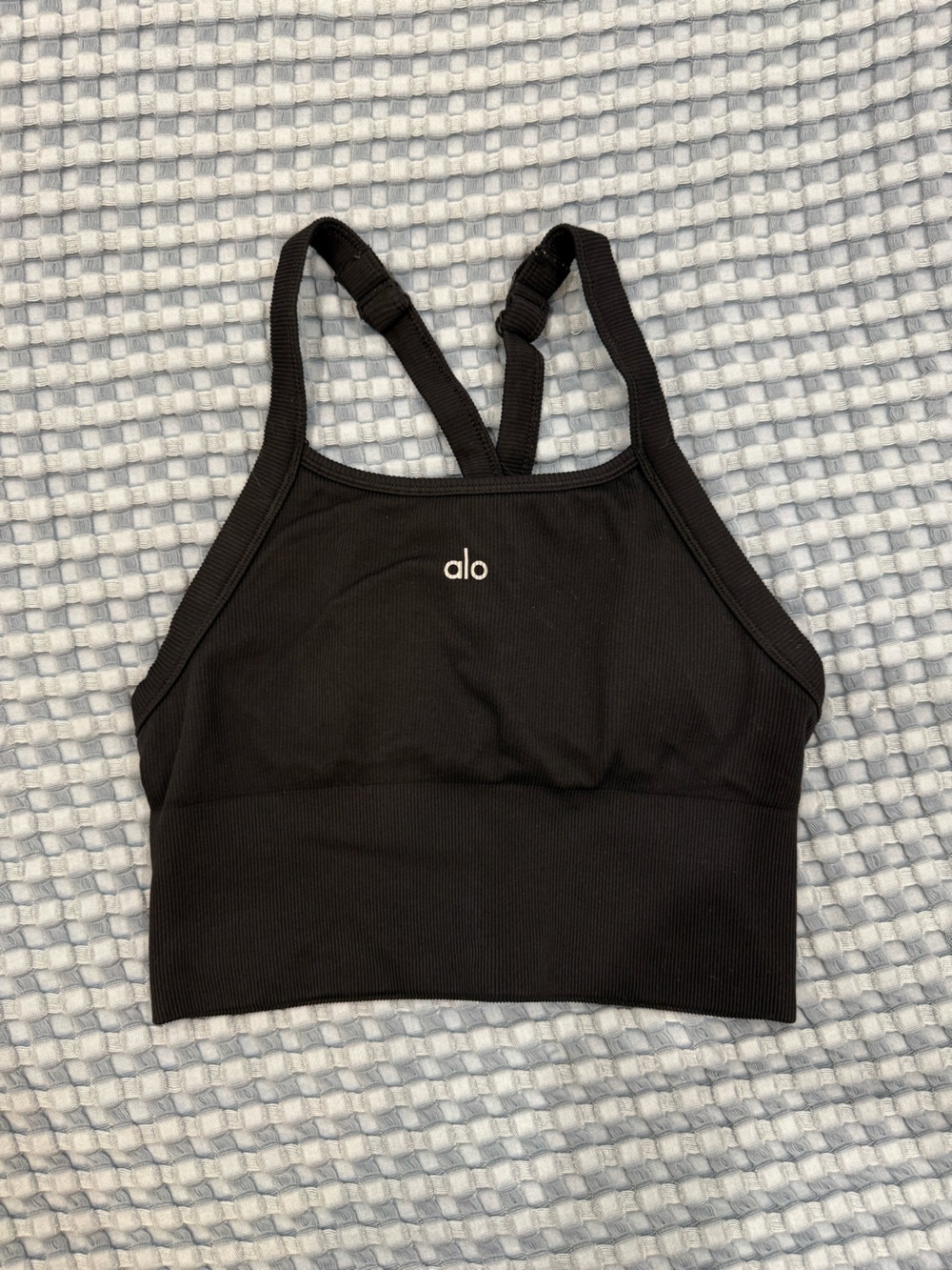 ALO Yoga Black Ribbed Sports Bra